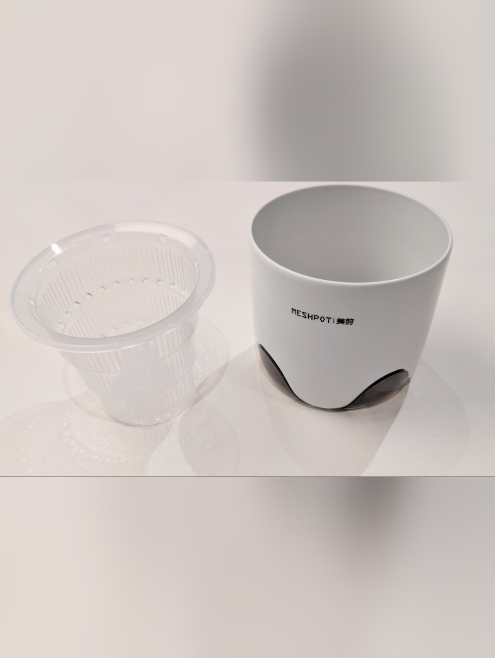 MESHPOti White Modern Small Orchid Planter With Removable Mesh Pot. 5 Inch - Picture 2 of 4